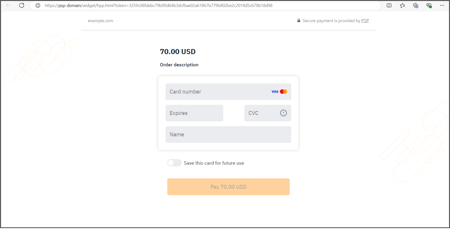 Payment page on PayCross domain